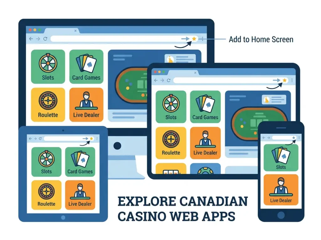 Phone, tablet and desktop displaying the WinSpirit browser-installed web app